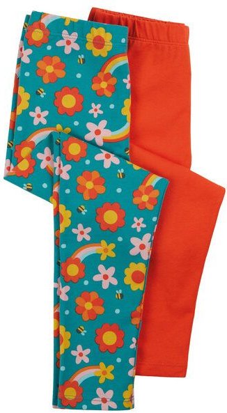 Frugi Bunte Mädchen Leggings im 2er-Pack aus Bio-Baumwolle