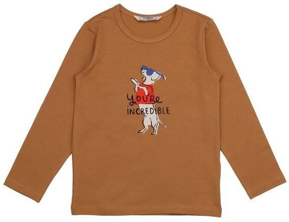 Cotokids Kinder Langarmshirt GOTS zertifiziert, Bio-Baumwolle, braun, „Party Time“, Frontprint, weich & bequem – Walkidd...