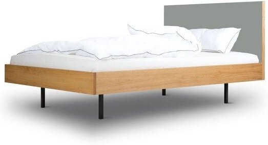 BARTMANN Unidorm Classic - Holzbett aus Eiche mit Kopfteil aus Linoleum