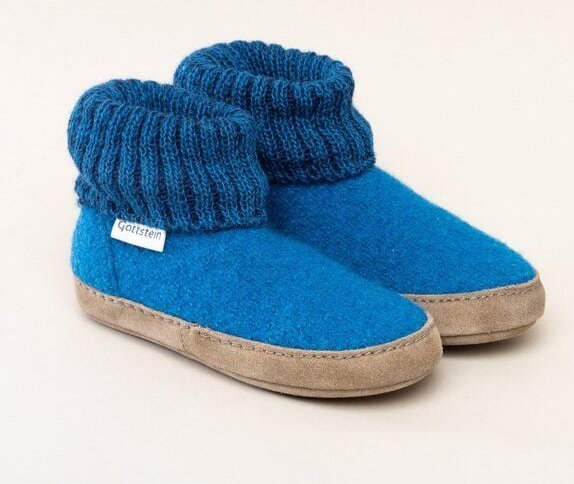 Gottstein Kinder Hüttenschuh Alpine Boot LE - Aus reiner Bio-Schafwolle für Jungen & Mädchen mit Ledersohle - Hausschuh ...