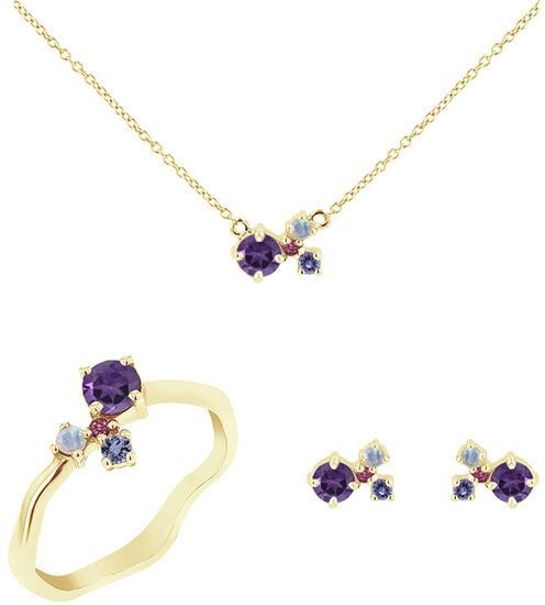 Thumbnail - Eppi Cluster Schmuckset mit Amethysten und Edelsteinen Halli