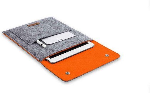 Råvare ENNO M in hellgrau-orange / Tablet- und Laptophülle aus Filz