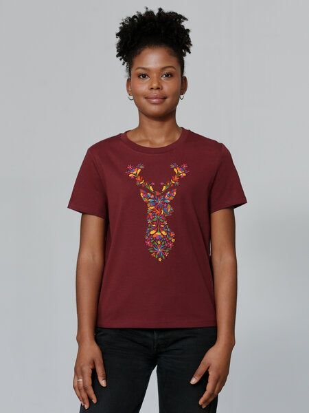 watapparel T-Shirt Frauen Floral Deer