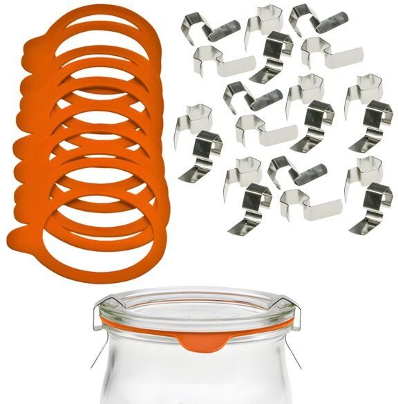 mikken Einmach-Set: 10 Weckringe aus Naturkautschuk & 20 Metallklammern – für Weckgläser Ø 8 cm
