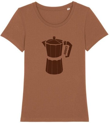Spangeltangel Damen-Shirt "Kaffee Addict" bedruckt, Siebdruck, Bio-Baumwolle, Frauen