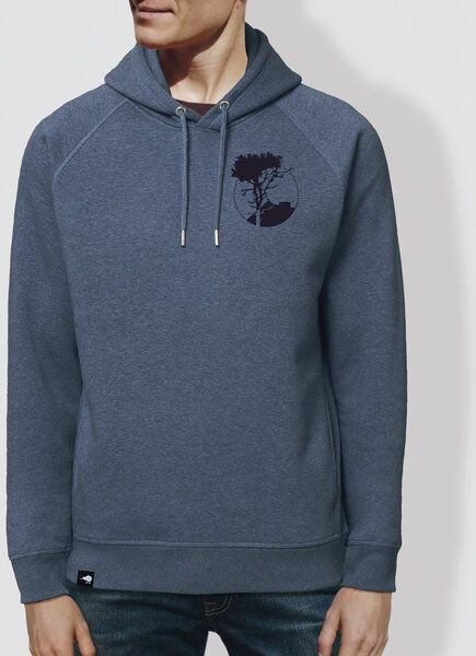little kiwi Herren Hoodie, "Auf der Spitze", Dark Heather Blue