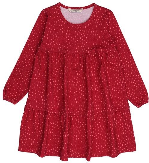Cotokids Kinder Langarmkleid GOTS-zertifiziert aus Bio-Baumwolle, rot, weich fallender Volantrock – Walkiddy, bequemes K...