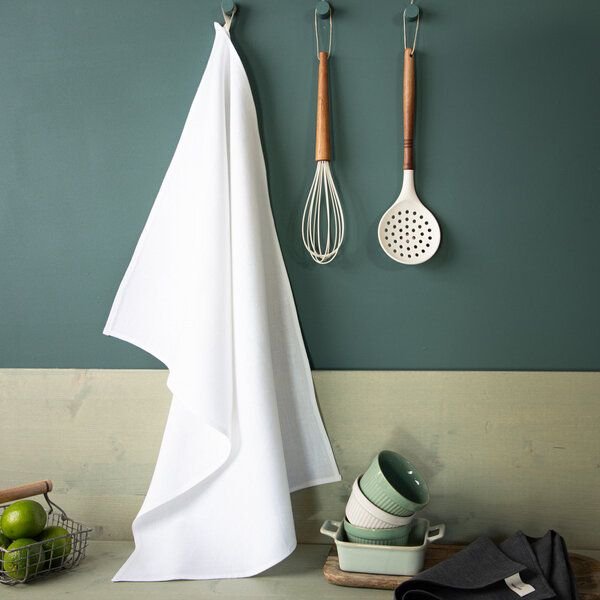 nahtur-design Bio Leinen-Geschirrtuch 50 x 70 cm | natur und weiß