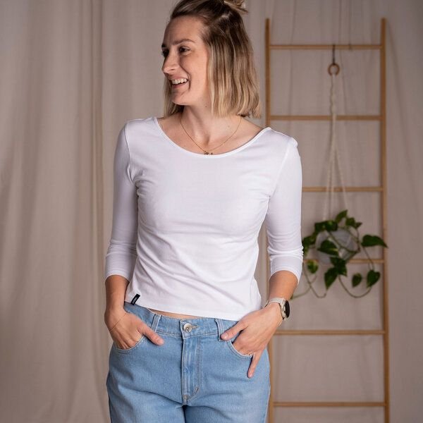 Vresh Clothing Vloria, 3/4 Top mit Rückenausschnitt aus Biobaumwolle