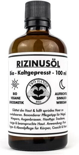 Two Hands BIO Rizinusöl - Bio - Vegan - Kaltgepresst - 100 ml