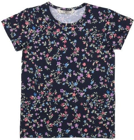 Cotokids Kinder T-Shirt aus Baumwolle dunkelblau mit buntem Allover-Muster – Walkiddy