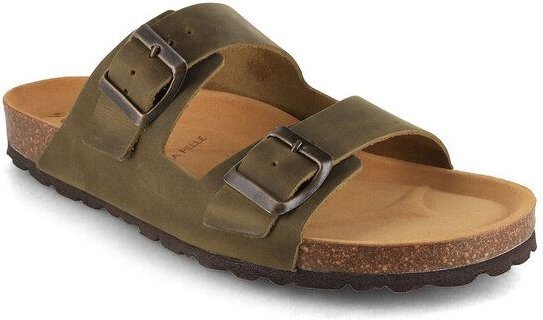 Tuffeln Leder-Pantoletten Föhr mit weichem Kork-Fußbett Zweischnaller-Sandalen
