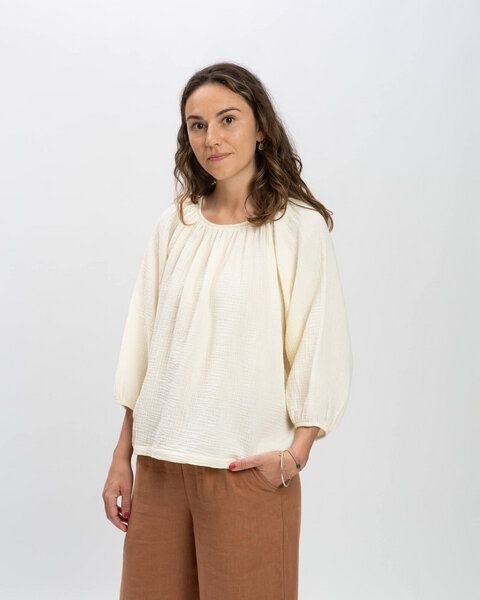Matona Musselinbluse mit Ballonärmeln für Frauen / Muslin Blouse
