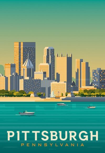 Photocircle Poster / Leinwandbild - Pittsburgh Vintage Travel Wandbild