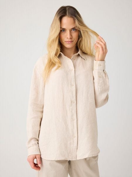 KnowledgeCotton Apparel Lockeres Leinenhemd mit langen Ärmeln - Bio-Leinen GOTS/Vegan