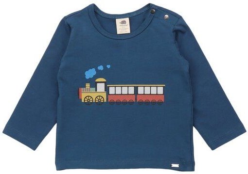 Walkiddy Tiny Trains Bio-Baumwolle Kinder T-Shirt - GOTS-Zertifiziert, Komfortabel & Nachhaltig in Blau