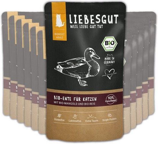 Liebesgut Tiernahrung Bio-Ente mit Bio-Mangold und Bio-Reis