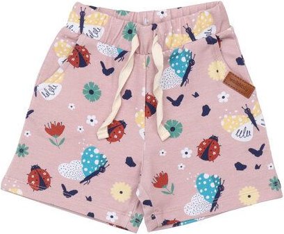 Bio-Baumwolle Ladybugs und Butterflies Rosa Shorts - GOTS-Zertifiziert, Elasthan Gemischt, Nachhaltig – Walkiddy