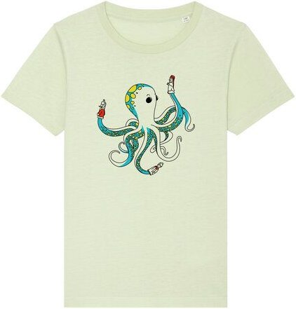 Spangeltangel Kinder-T-Shirt "Oktopus", bedruckt, Biobaumwolle