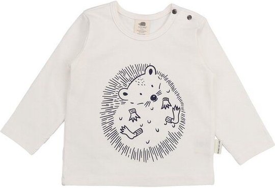 Baby Langarmshirt GOTS zertifiziert, creme, Igel-Print „Tiny Hedgehogs“, weich – Walkiddy