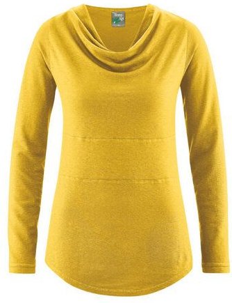 HempAge Damen Langarmshirt mit Wasserfallkragen Hanf/Biobaumwolle