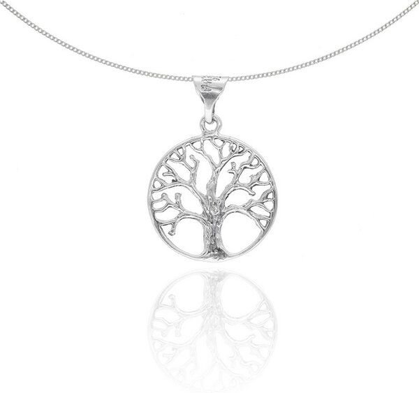 pakilia Fair-Trade Silber Anhänger "Lebensbaum" mit Silber- od. Kautschukkette