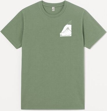 ilovemixtapes Unisex T-Shirt „Bergpanorama“ – Bio-Baumwolle, Stone Washed Sage Green, Denim Blue & Black, Fair Wear