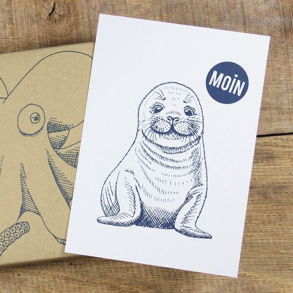 Bow & Hummingbird Postkarte "Moin Seehund"
