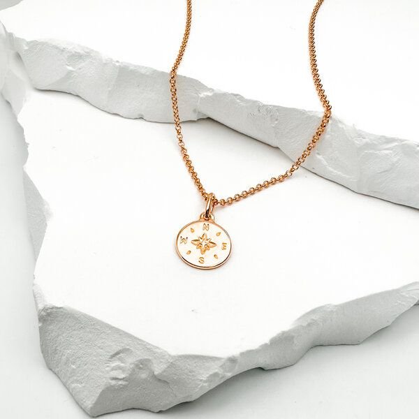 MOANINA Kette Kompass - 925 Silber/18k Gold Vermeil - 3 Längen