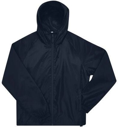 B&C BE INSPIRED Unisex Regen- und Windjacke einstellbare dreiteilige Kapuze mit zwei Fronttaschen