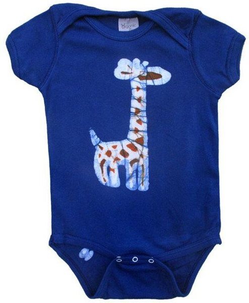 Global Mamas Baby Body - Giraffe - Bio Baumwolle - Blau - Kurzarm