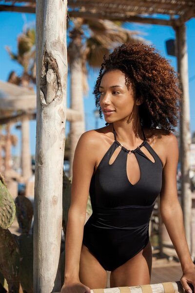 Olympia Badeanzug aus recyceltem Material schwarz