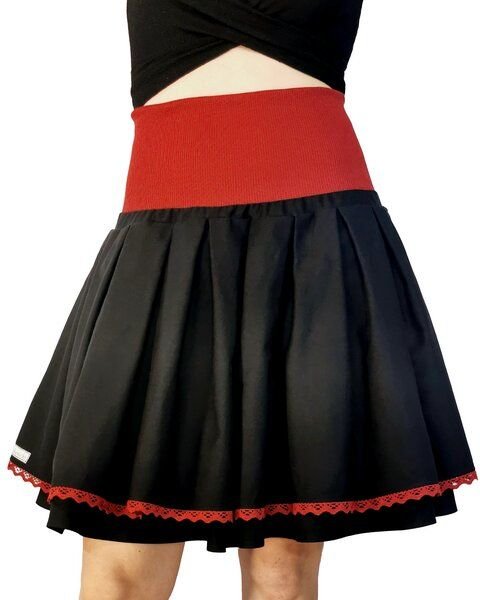 liebewicht Rock Faltenrock schwarz rot aus Biobaumwolle für Damen