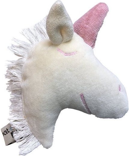 Pat und Patty Kuscheltier Greifling mit Rassel "Einhorn" Kopf , 100 % Baumwolle-kbA