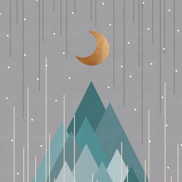 Photocircle Wandbild / Kunstdruck / Poster / Leinwand - Moon & Mountains Mint Green