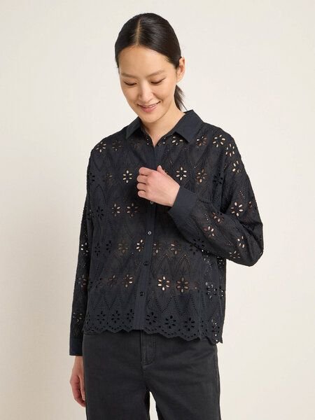 LANIUS Spitzen-Hemdbluse aus Bio-Baumwolle
