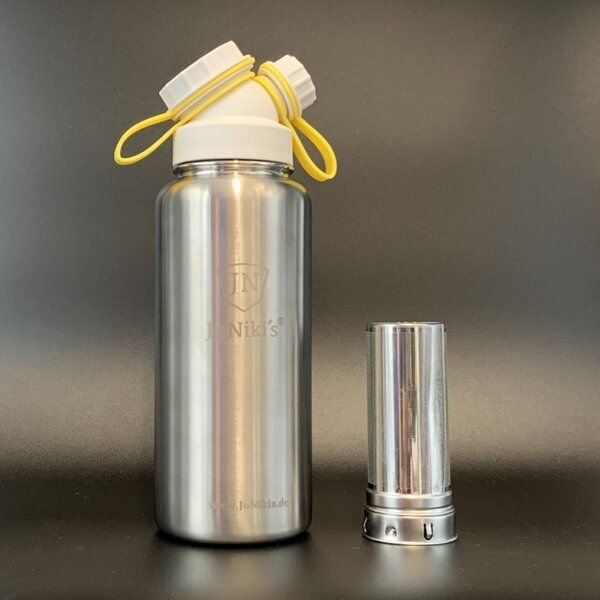 JN JuNiki's Cold Brew | JuNiki´s® eco line isolierte Edelstahl Trinkflasche 1 Liter + Edelstahl-Filter