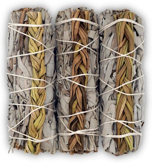 Räucherzeit Räucherbündel - Smudge Stick - Weisser Salbei mit Süssgrass