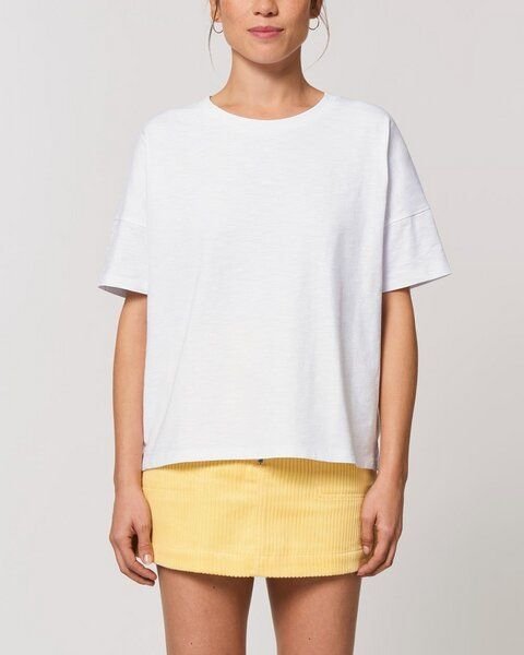 YTWOO Kurzes  Damen T-Shirt aus schwerer Bio Baumwolle mit Slub-Optik