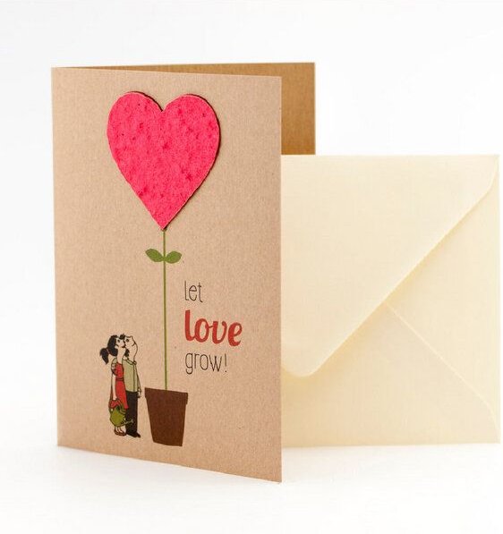 Die Stadtgärtner Grußkarte 'Let Love Grow' mit Saatpapier I Liebesgruß mit Blumenstrauß
