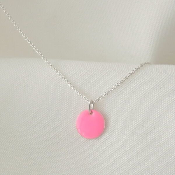 BELLYBIRD Jewellery Halskette - emailliertes Plättchen, Anhänger aus Silber mit Emaille