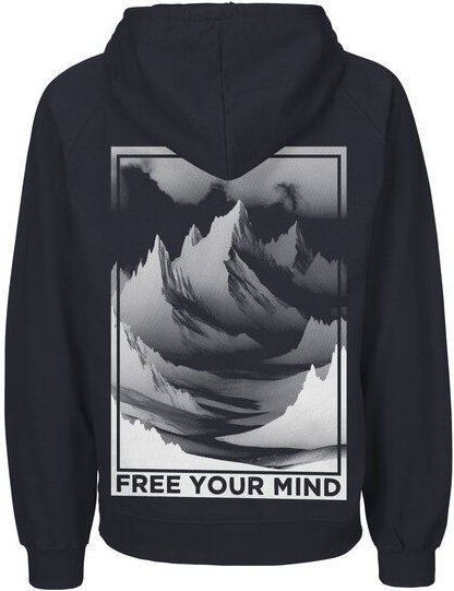 HANDGEDRUCKT "Free Your Mind" Männer Hoody aus reiner Biobaumwolle (kbA)