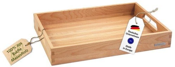 NATUREHOME Holztablett Serviertablett Küchentablett Serie NH-B 50 x 35,5 x 7cm