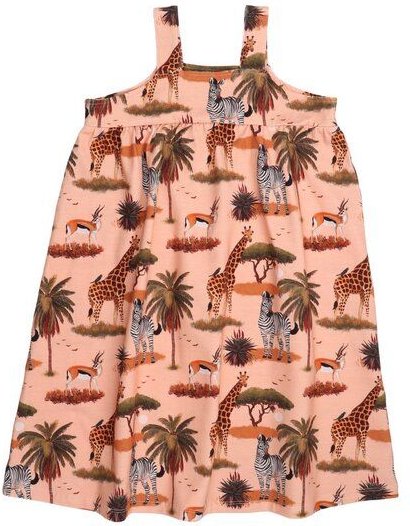 Kinder Kleid GOTS zertifiziert Bio-Baumwolle, Orange, Savannen-Muster, Walkiddy