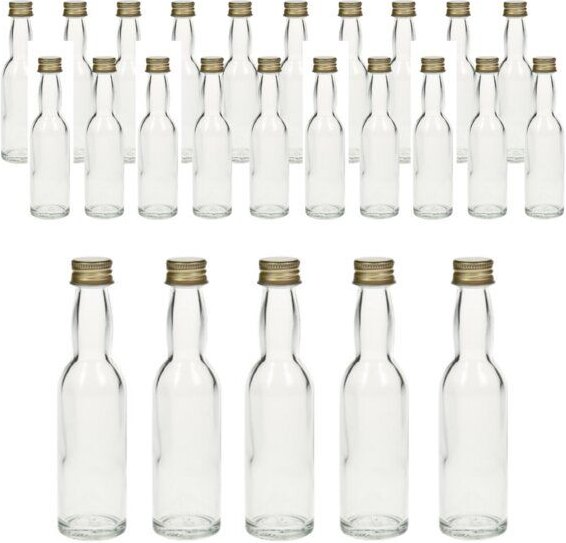 Thumbnail - mikken Set 25x Mini Glasflaschen als Geschenkflaschen Likörflaschen mit Trichter