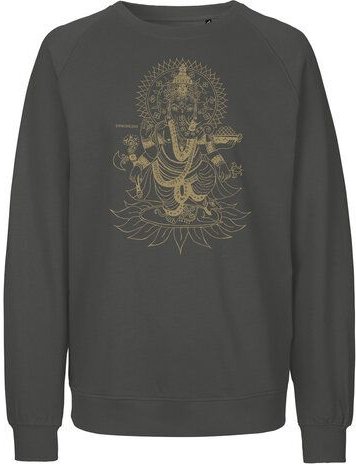 Peaces.bio - handbedruckte Biomode Bio Damen-Sweatshirt Loose Fit Ganesha