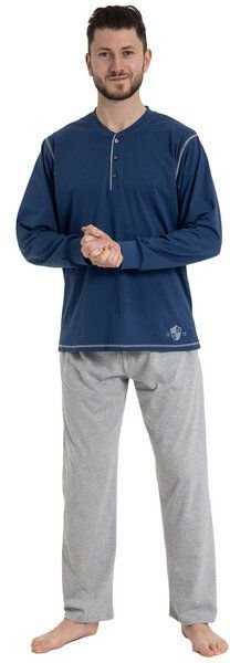 Haasis Bodywear Herren Pyjama lang mit Knopfleiste, Single Jersey, Bio Baumwolle