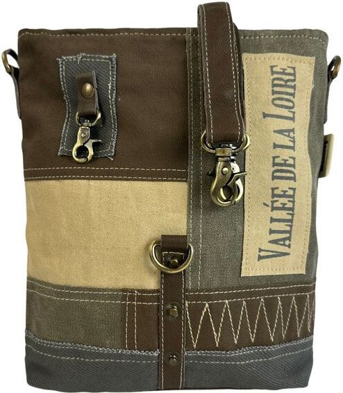 Sunsa Vintage Umhängetasche. Damen Canvas und Leder Schultertasche