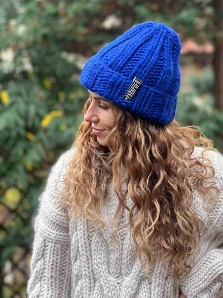 PANAPUFA Handgestrickte Chunky Beanie – 100 % Merinowolle