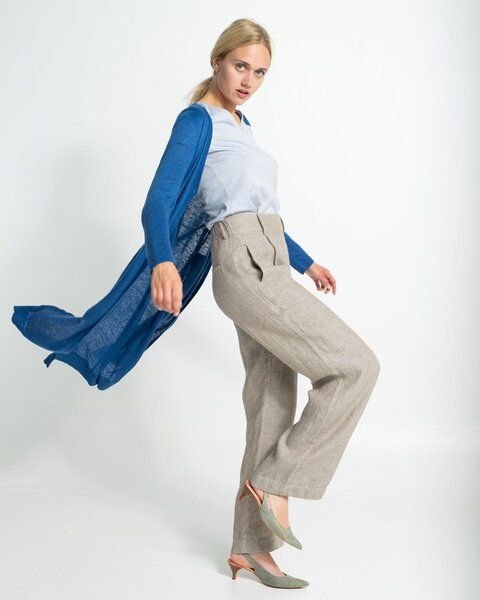 Alma & Lovis Leinen-Strickmantel mit Bindegürtel | Linen Coat